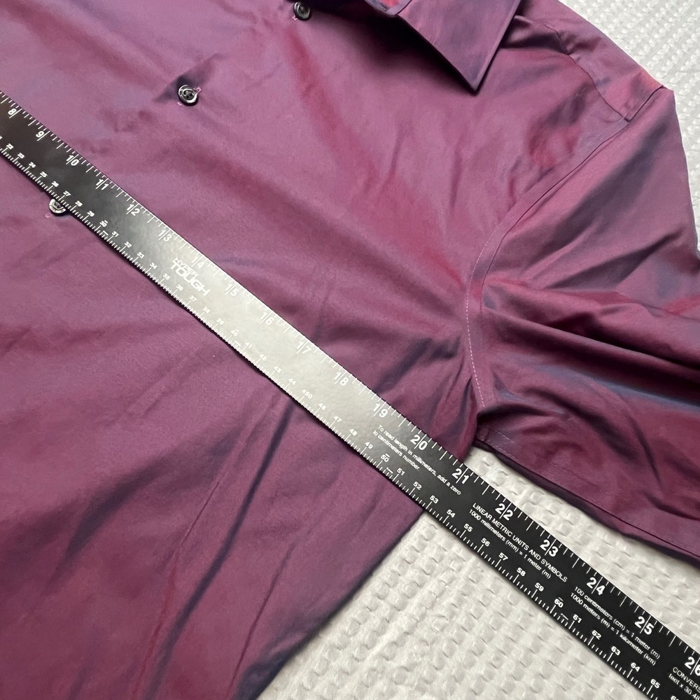 Perry Ellis Mens Burgundy Long Sleeve Button Down Shirt Non Iron Dress - Picture 4 of 10